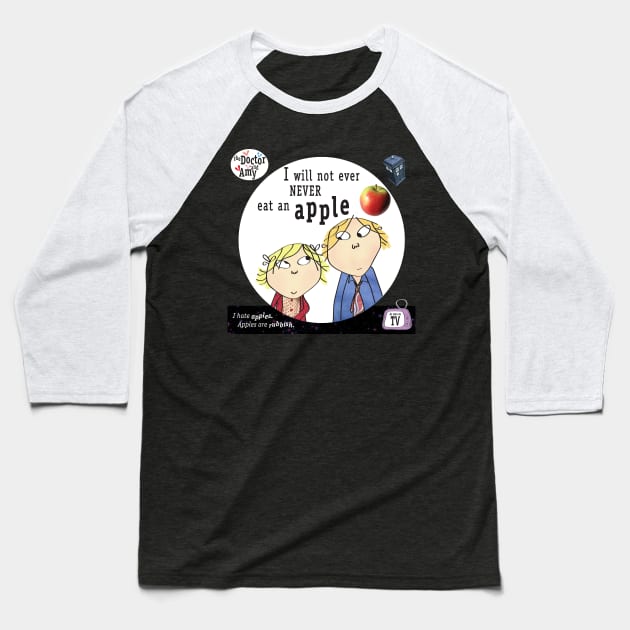 The Doctor & Amy - I will not ever never eat an apple Baseball T-Shirt by MikesStarArt